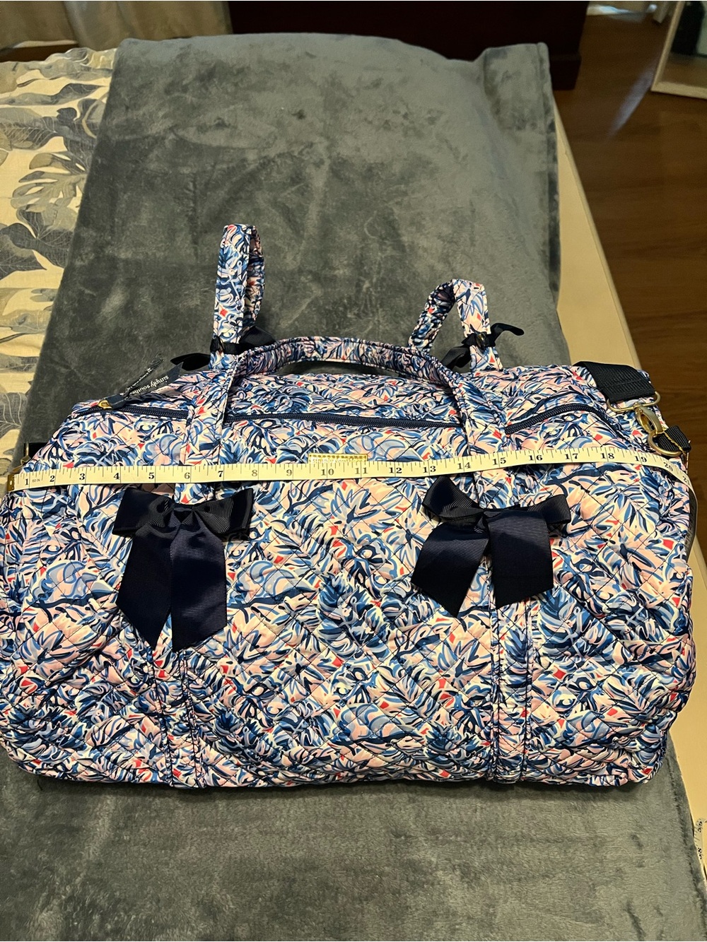 NWT Simply Southern Navy & Pink Floral Quilted Travel Duffel